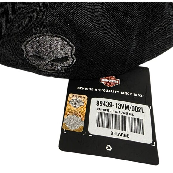 New Harley Davidson Willie G Skull Hat Flames Embroidered Baseball Cap XL Gift - Picture 7 of 10